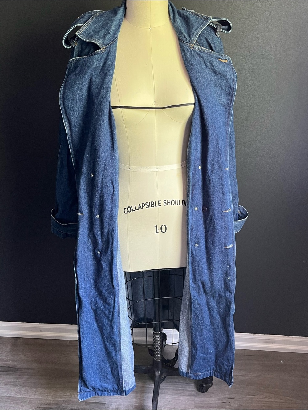 Rare 90s Avon Fashions Denim Trench Coat- Size M - Picture 11 of 16